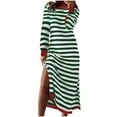 thumbnail image 1 of SMihono Spring Dresses for Women 2025 Striped Color Block Long Sleeve Crewneck Side Splits Casual Loose Long Maxi Dress Green 6, 1 of 7