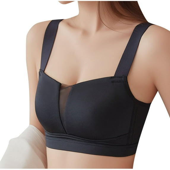 SMihono Square Neck Seamless Bralette Wireless Bra for Women No Show Push-Up Full Coverage Lifting Back Buckle Bras Black XL