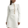 thumbnail image 1 of SMihono Stand Collar Wear to Work Dresses for Women Long Sleeve Elegant Cocktail Party Formal Church Office Sheath Dress White XXL, 1 of 7