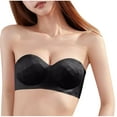 thumbnail image 1 of SMihono Strapless Bras for Women Solid Seamless Bandeau Bra Push-Up Wireless Bralette Tube Top with Removable Straps Black L, 1 of 3
