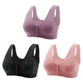 thumbnail image 1 of SMihono Stylish 3 Pack Bras for Older Women Cotton Front Closure Bra Plus Size Push Up Comfortable No Underwire Full Coverage Bra for Women Purple XXXXXXXL, 1 of 9