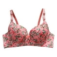 thumbnail image 1 of SMihono Stylish Bras for Women Full Coverage Supportive Lightly Lined Floral Lace Bra Wireless Push Up Sleeping Bras Pink 36, 1 of 3