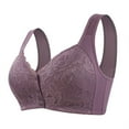 thumbnail image 1 of SMihono Stylish No Underwire Lace Bras for Women Sponge Cup Front Closure Bras for Seniors Plus Size Full Coverage Bras No Wire Bras Purple 18, 1 of 7