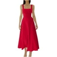 thumbnail image 1 of SMihono Summer Casual Dresses for Women 2025 Maxi Tank Top Dress Square Neck Sleeveless Drawstring Backless Long Sundresses Red S, 1 of 6