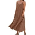 thumbnail image 1 of SMihono Summer Cotton Linen Long Dress for Women 2025 Sleeveless Boho Flowy Dresses Plus Size Loose Comfy Dress with Pockets Brown XXXL, 1 of 6