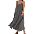 thumbnail image 1 of SMihono Summer Cotton Linen Long Dress for Women 2025 Sleeveless Boho Flowy Dresses Plus Size Loose Comfy Dress with Pockets Gray L, 1 of 6