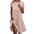 thumbnail image 1 of SMihono Summer Dresses for Women Short Sleeve Button Down Fashion Dresses Loose Fit Flowy Swing Casual Vacation Sundress Rose Gold XXL, 1 of 6