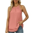 thumbnail image 1 of SMihono Summer Halter Tank Tops for Women Sales Solid Double Chiffon Camis High Neck Shirts Loose Fit Flowy Tunic Blouse Stretch Classic Body Suits Trendy 2024 Fashion Sleeveless Tanks Pink 6, 1 of 7