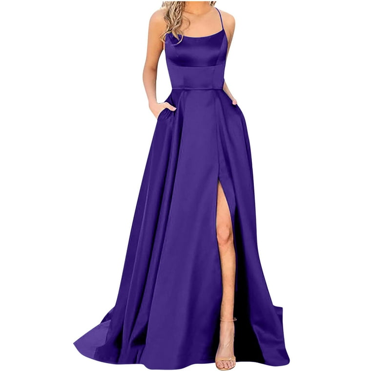 Elegant Solid Slit Sling Dress Dresses Elegant Solid Slit Sling Dress Dresses