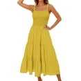 thumbnail image 1 of SMihono Summer Maxi Dresses for Women 2025 Elegant Classy Casual Smocked Dress Sleeveless Spaghetti Strap Dresses Beach Dress Yellow L, 1 of 4