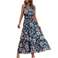 thumbnail image 1 of SMihono Summer Mesh Hollow Boho Long Dresses for Women Geometric Patchwork House Dress Trendy V Neck Babydoll Peplum Elastic High Waist Beach Slim Fit Casual Drop Sleeve Puff Sleeve, 1 of 5