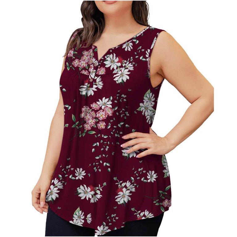 SMihono Summer Plus Size Tank Tops for Women Buttons Sexy V Neck
