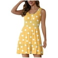 thumbnail image 1 of SMihono Sundresses for Women 2025 Casual Loose Vacation Dresses Sleeveless Print Dresses Elastic Waist Mini Sundress Yellow S, 1 of 5