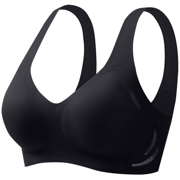 SMihono Super Gather Bra Lifting Anti-Sagging Wireless Push Up Bra Seamless Bra Smoothing Bras Soft Support Gathering Daily Bra Black 8