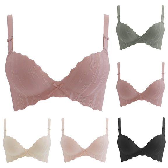 SMihono T-Shirt Bras for Women Wireless Lightweight 1/2 Cup Push up Padded Soft Breathable Cute Sleep Bras Trendy Bralette Beige 36/80AB