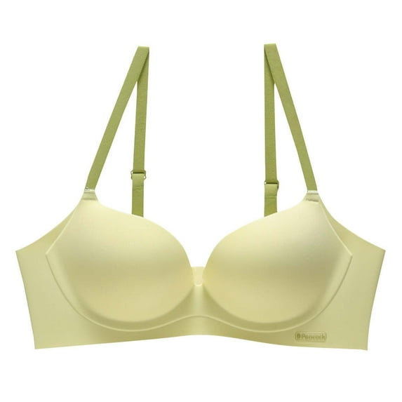 SMihono T-Shirt Bras for Women Wireless Push Up Bras 2025 Seamless No Underwire Adjustable Comfy Gathering Bras with Support Green XL