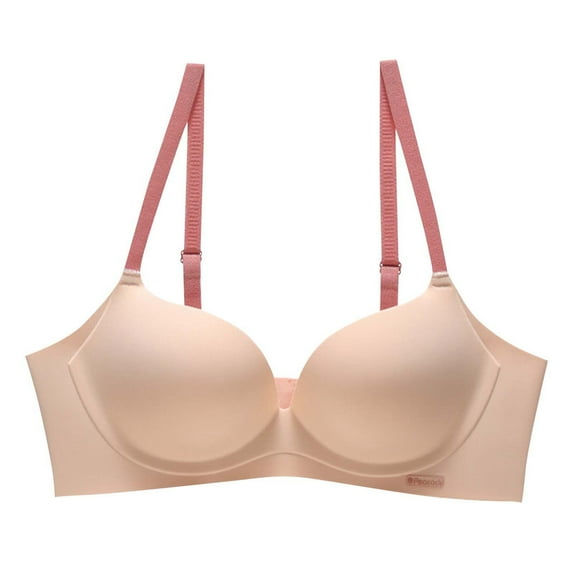 SMihono T-Shirt Bras for Women Wireless Push Up Bras 2025 Seamless No Underwire Adjustable Comfy Gathering Bras with Support Pink M