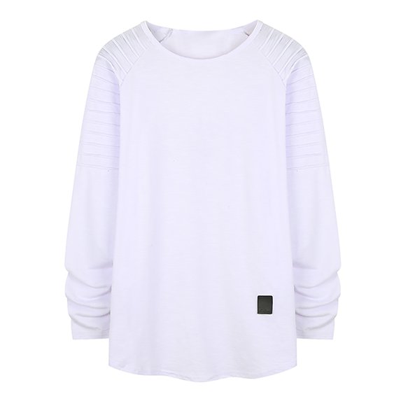 SMihono Trendy Mens New Shirt Long Sleeve Tee Tops Summer Cozy Clothes Solid Color Loose Shirt Classic Staple Shirts for Men Crew Neck Workout Pullover Casual Tops White 12