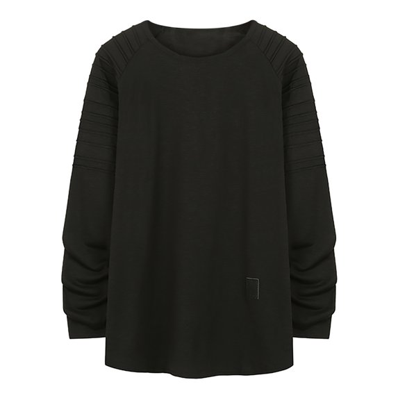 SMihono Trendy Mens New Shirt Long Sleeve Tee Tops Summer Cozy Clothes Solid Color Loose Shirt Classic Staple Shirts for Men Crew Neck Workout Pullover Casual Tops Black 10