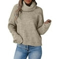 thumbnail image 1 of SMihono Trendy Plus Size Knit Sweater Women's Winter Trendy Crew Neck Long Sleeve Knitted Loose Sweater Top Khaki 6, 1 of 6