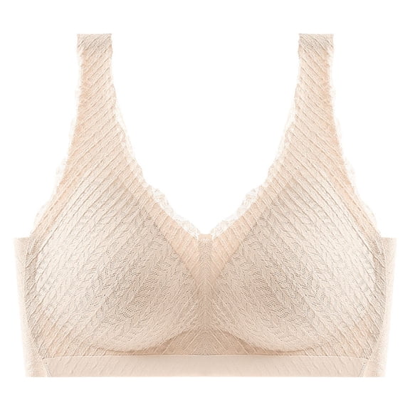 SMihono Trendy Women's Summer Comfort Lace Strap Latex Traceless Gathering Breathable and Sexy Bra Push up Bra Women Pink M