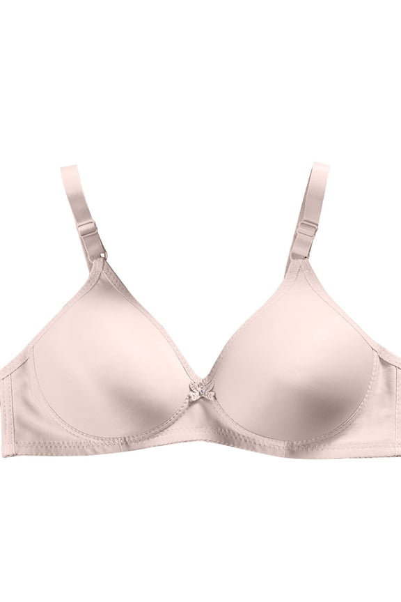 Wireless Bras for Women Wirefree Full Coverage Bralettes No Underwire Comfort Bras Soft Push Up Everyday T Shirt Bras Beige L