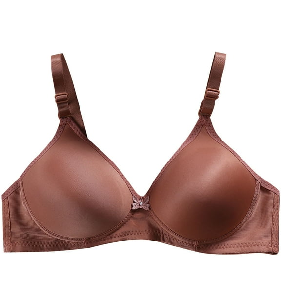 SMihono Wireless Bras for Women Wirefree Full Coverage Bralettes No Underwire Comfort Bras Soft Push Up Everyday T Shirt Bras Brown L