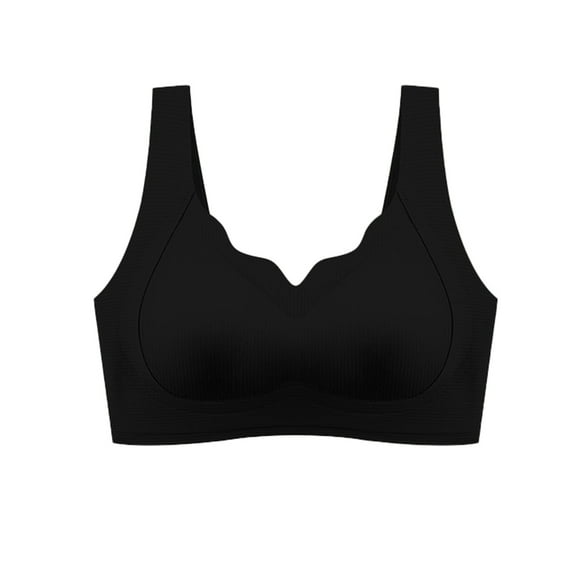 SMihono Wireless Push Up Bras for Women Comfortable Seamless Wireless Full Coverage Bra Light Padded Smoothing Everyday Bra Black L