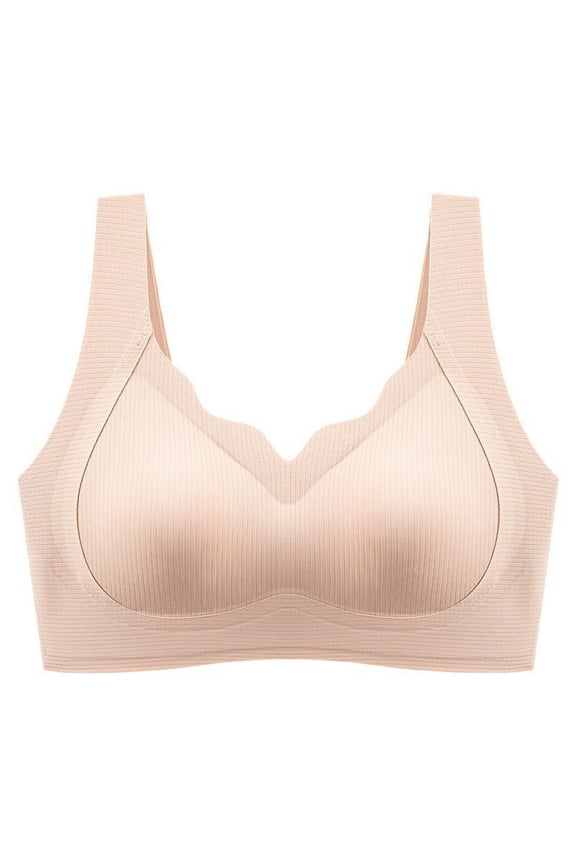 Wireless Push Up Bras for Women Comfortable Seamless Wireless Full Coverage Bra Light Padded Smoothing Everyday Bra Khaki XL