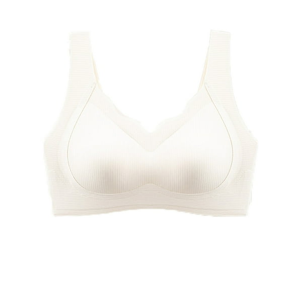 SMihono Wireless Push Up Bras for Women Comfortable Seamless Wireless Full Coverage Bra Light Padded Smoothing Everyday Bra White L