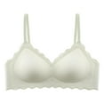 thumbnail image 1 of SMihono Wireless Seamless Bras for Women No Underwire Wavy V Neck Bralette Soft Support Full Coverage Comfortable Push-Up Bra White XL, 1 of 2