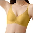 thumbnail image 1 of SMihono Wireless Thin Everyday Bra for Women Comfortable Breathable Anti-Saggy Solid Bras Push Up Stay-in-Place Strap Lingerie Yellow L, 1 of 5