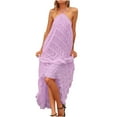 thumbnail image 1 of SMihono Women Backless Formal Party Cocktail Wedding Dresses Long Dress Halter Neck Maxi Dress Flowy Beach Sundress Going Out Streetwear Purple M, 1 of 7
