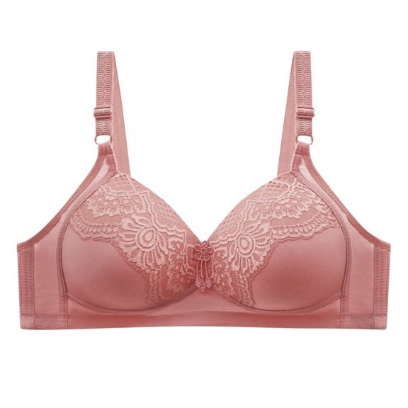 SMihono Women Bra Womens Breathable Comfort Bra Without Steel Ring Lace Push Up Bra Three Rows Of Buckle Mini Lace Hot Pink 48