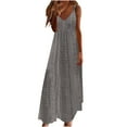 thumbnail image 1 of SMihono Women Eyelet Spaghetti Strap Sundress Casual Summer Long Maxi Dress V Neck Sexy Boho Dresses Trendy Beach Clothes 2025 Gray XXL, 1 of 6