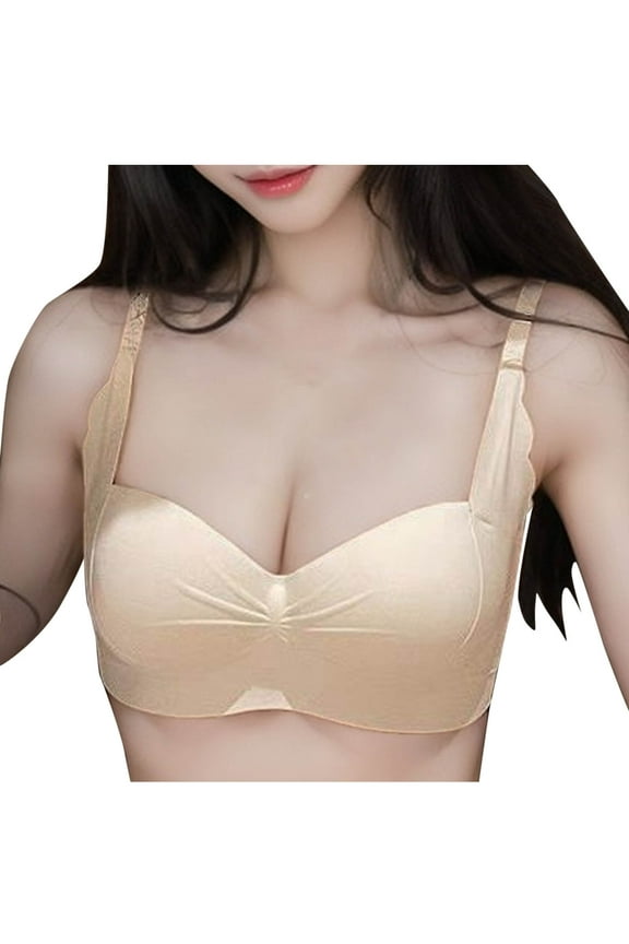 Women Lightweight Wireless Bra Full Coverage Wirefree Bralette Push Up Sleep Bras Seamless Underwear Plus Size White L US(8)