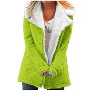 SMihono Women Plus Size Winter Warm Composite Plush Button Lapels Jacket Outwear Coat Large Size Long Sleeve Hoodless Casual Workout Coats for Womens Gifts Mint Green 12