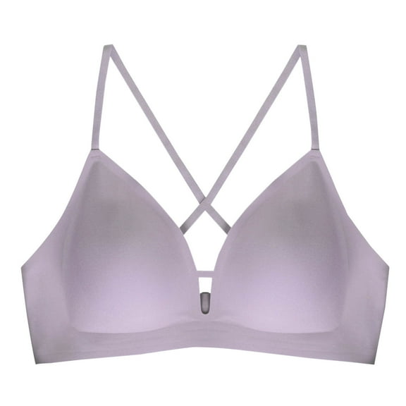 SMihono Women Push Up Wireless Bras - Seamless Support Comfortable Soft Full Coverage Everyday Bra V-Neck Bralettes Purple XL