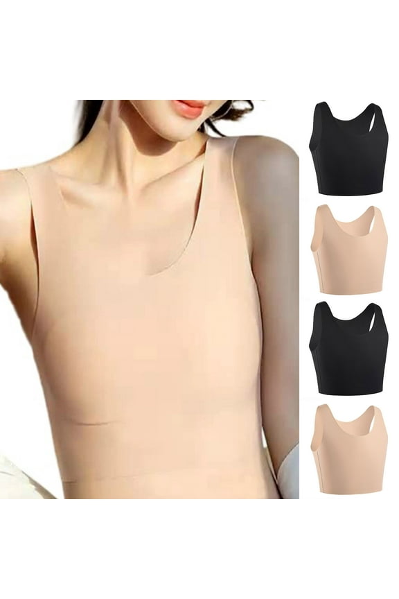 Women Sport Bra Comfort Wireless Seamless Yoga Bra Eyelet Crew Neck Tank Top Compression Binder Bra Exercise Athletic Bras Black L