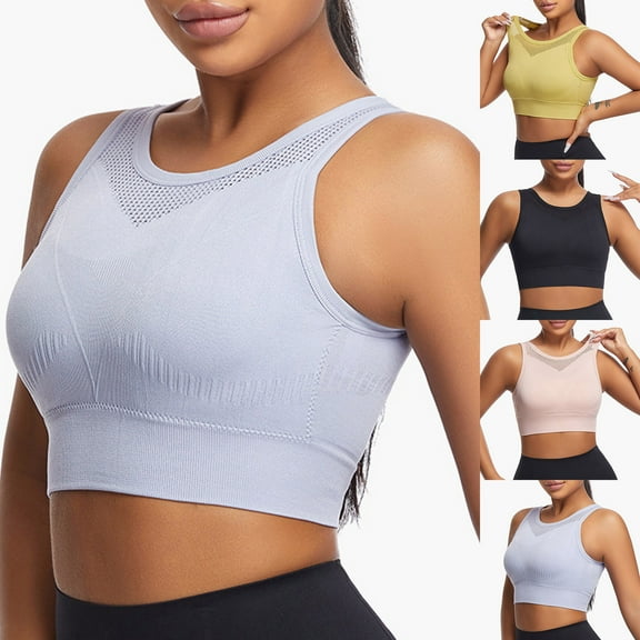 SMihono Women Tank Tops Sleeveless Sports Bra Racerback Longline Wirefree Camis Y2k Crop Top Workout Gym Activewear Yoga Bra (Black M )