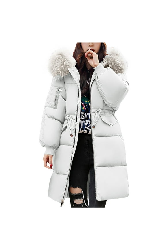 Women Winter Long Warm Down Jacket Hooded Parkas Coats Thicken Outwear Snow Overcoat with Belt Casaco Feminino Plus Size Outerwear White 8