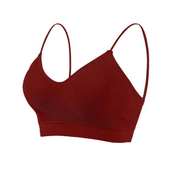 SMihono Women Wireless Thin Straps Bras Anti Exposure Base Everyday Bra Comfy Breathable Sling Bra Fashion Beautiful Back Bra Wine Free Size