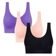 thumbnail image 1 of SMihono Women's 3 Pack Seamless Comfortable Sports Bra with Removable Pads Solid Casual Wire-Free Daily Bra Purple XL, 1 of 8