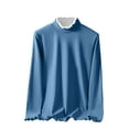 thumbnail image 1 of SMihono Women's Basic Long Sleeve Mock Neck T-Shirt Solid Color Casual Plus Size Shirts Slim Fit Half Turtleneck Blouse Top Blue XL, 1 of 3