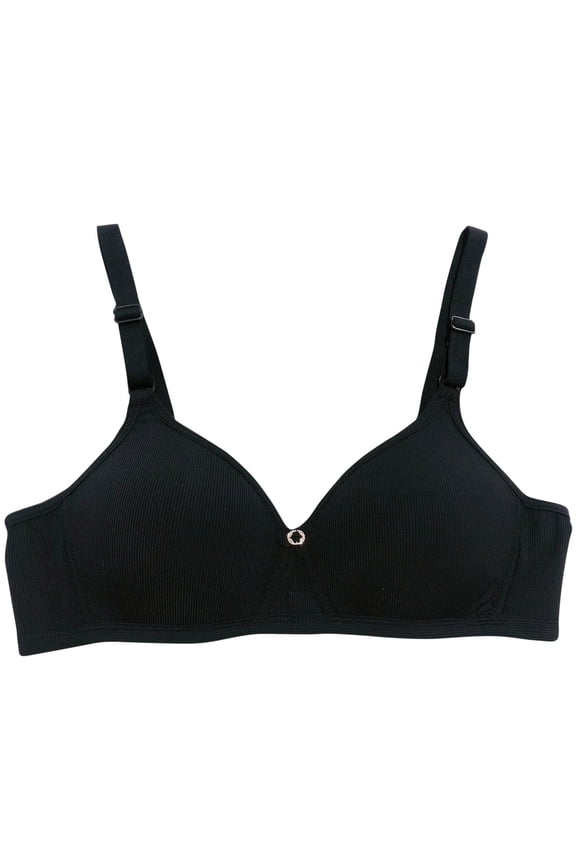 Women's Benefits Allover-Smoothing Bliss Wireless Lightly Lined Convertible Comfort Bra Breathable Underwear Daily Bra Black 6