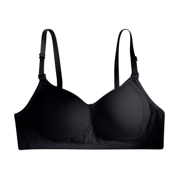 SMihono Women's Breathe T-Shirt Bra Breathable Wireless Bra Student Girls Full-Coverage Bras Comfort Push Up Bras Black M