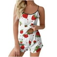 thumbnail image 1 of SMihono Women's Camisole Pajamas Set - Floral Print Sleeveless Tank Top with Shorts Soft Sleepwear Casual 2 Piece Lounge Sets Red M, 1 of 5