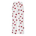 thumbnail image 1 of SMihono Women's Casual Cotton Linen Pants Heart Print Fall Fashion Button Split leg Pants Loose Drawstring Beach Pants for Women Pants Multicolor L, 1 of 5