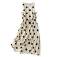 thumbnail image 1 of SMihono Women's Casual Polka Dot Printed Sleeveless Dress for Women Drawstring Waist Round Neck Flowy Party Midi Dresses Khaki M, 1 of 8