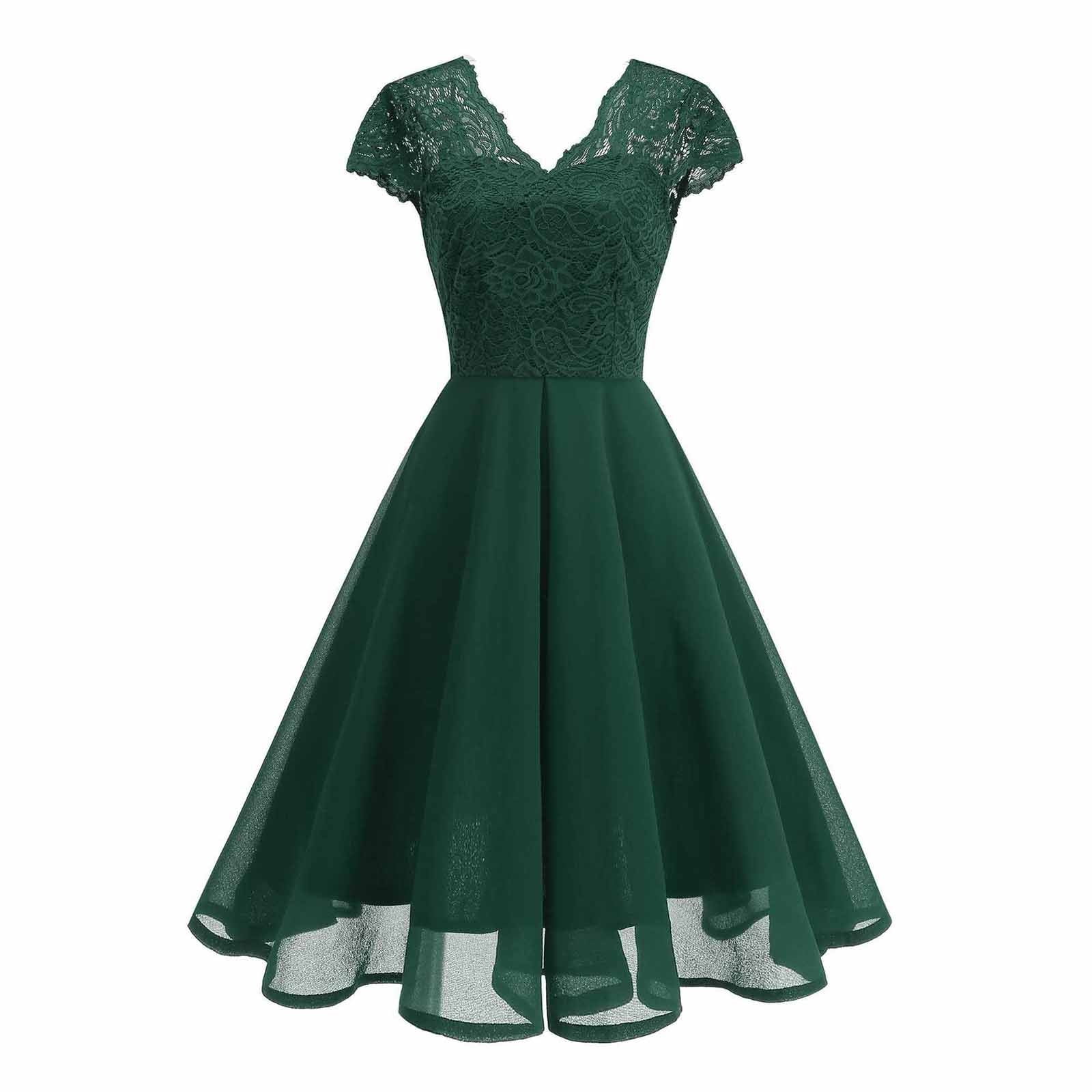 open lace back dress Sheer-Bodice Tea-Length A-Line Party Dress CD0225 Navy / 2